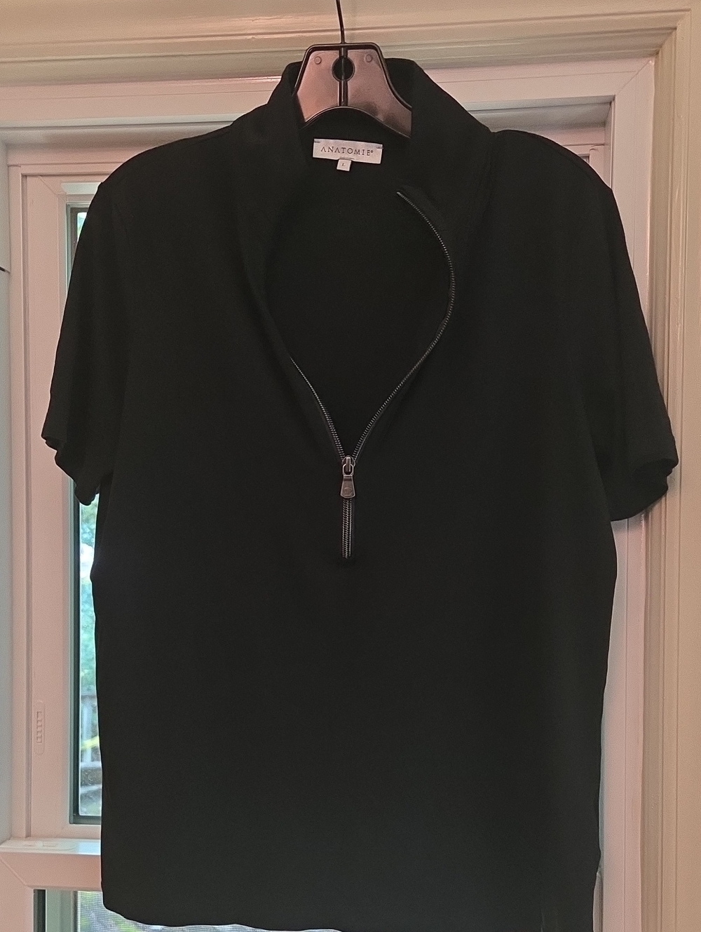 Anatomie Serena Black Short-Sleeve 1/2 Zip Front Polo L